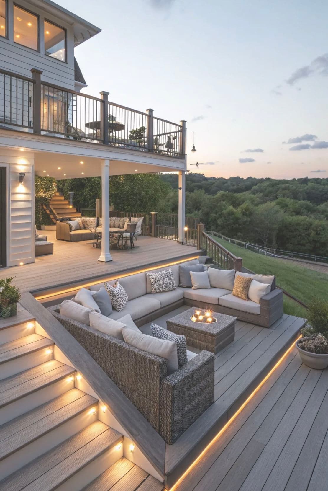 Restored multi-level outdoor deck with new railings — Lower Mainland deck repair project