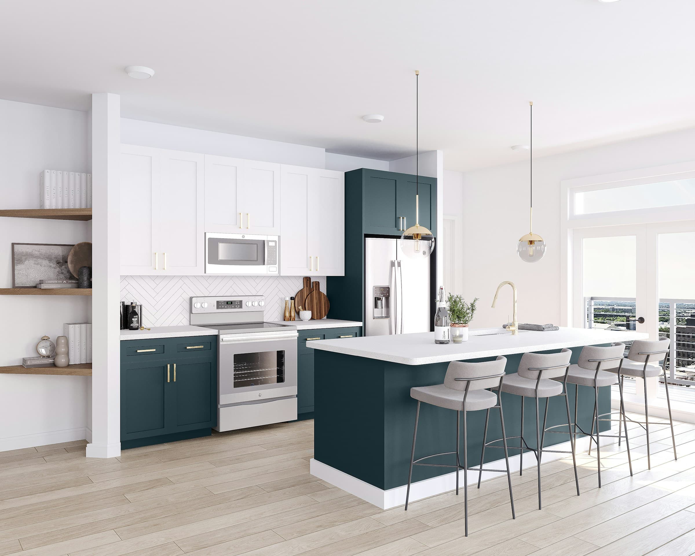 Custom kitchen renovation with brass pendants — Pro Touch Renovations