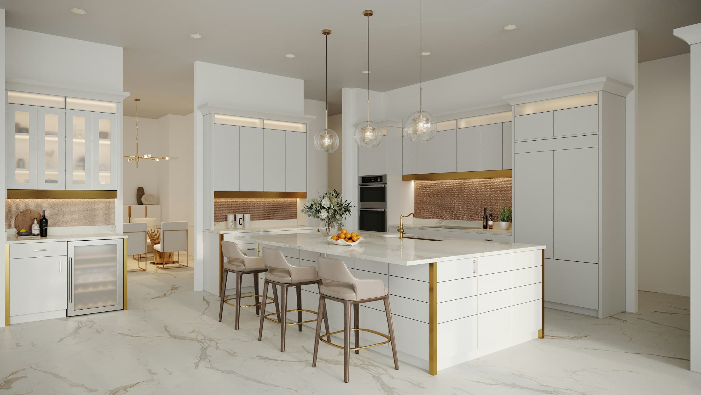 Luxury marble and brass kitchen renovation by Pro Touch