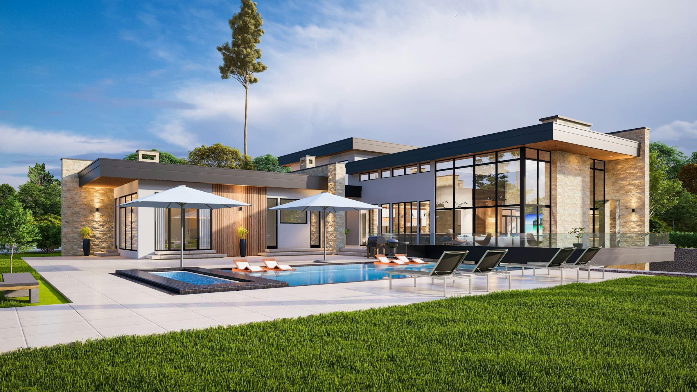 Custom outdoor deck and pool area by Pro Touch